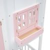 Twin over Twin House Bunk Bed with Roof , Window, Window Box, Door , with Safety Guardrails and Ladder
