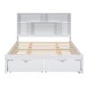 Queen Size Platform Bed with Storage Headboard and 2 Drawers