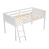 Twin Size Wood Low Loft Bed with Ladder, ladder can be placed on the left or right