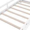 Wood Twin Size Platform Bed with Built-in LED Light, Storage Headboard and Guardrail
