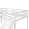 L-Shaped Twin Size Loft Bed with Ladder and Slide