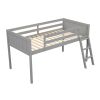 Twin Size Wood Low Loft Bed with Ladder, ladder can be placed on the left or right