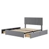 Full Size Upholstery Platform Bed with Four Drawers on Two Sides, Adjustable Headboard