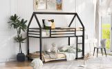 Twin over Twin House Bunk Bed with Built-in Ladder