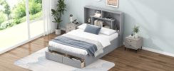 Full Size Platform Bed with Storage Headboard and 2 Drawers