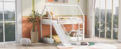 Twin over Twin House Bunk Bed with Ladder and Slide