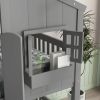 Twin over Twin House Bunk Bed with Roof , Window, Window Box, Door , with Safety Guardrails and Ladder