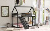 Twin over Twin House Bunk Bed with Ladder and Slide