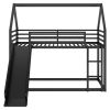 Twin over Twin House Bunk Bed with Ladder and Slide