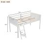 Twin Size Wood Low Loft Bed with Ladder, ladder can be placed on the left or right