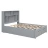 Full Size Platform Bed with Storage Headboard and 2 Drawers