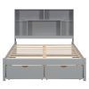 Full Size Platform Bed with Storage Headboard and 2 Drawers