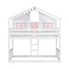 Twin over Twin House Bunk Bed with Roof , Window, Window Box, Door , with Safety Guardrails and Ladder