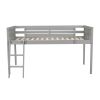 Twin Size Wood Low Loft Bed with Ladder, ladder can be placed on the left or right