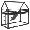 Twin over Twin House Bunk Bed with Ladder and Slide