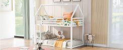 Twin over Twin House Bunk Bed with Built-in Ladder