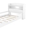 Wood Twin Size Platform Bed with Built-in LED Light, Storage Headboard and Guardrail