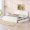 King Size Wooden Platform Bed with Four Storage Drawers and Support Legs