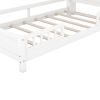 Wood Twin Size Platform Bed with Built-in LED Light, Storage Headboard and Guardrail